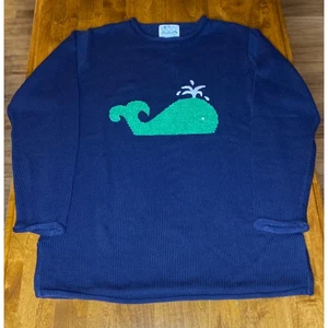 The Quaker Factory Navy Blue Whale Knit Sweater Women's Medium EUC - Picture 1 of 7