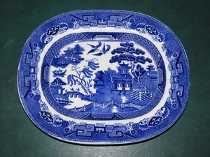 1875-1903 FLEISCH SERVIERSCHALE 12" WEIDENMUSTER JOHN TAMS LTD ENGLAND - Bild 1 von 2