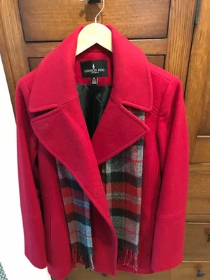 Womens Vibrant Red London Fog Coat - Size M - Image 1 of 3