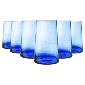 6x Merzouga Recycling Longdrinkgläser Wasser Saft Trinkgläser 320ml blau - Bild 1 von 6