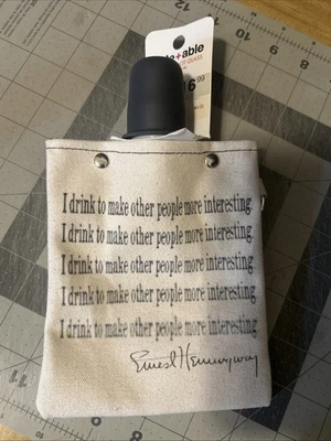 Tote+able 8oz Canvas Flask and Shot Glass Reusable HEMINGWAY Quote Stealth NEW - Image 1 of 4