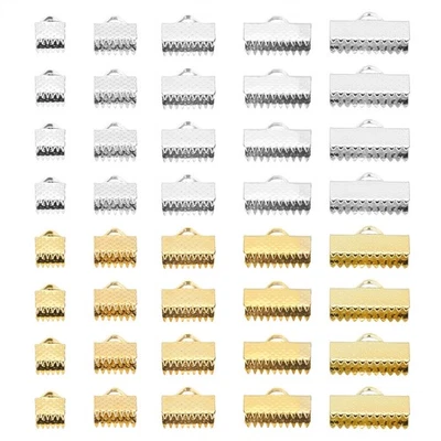 6mm/8mm/10mm/13mm/16mm Ribbon Ends Crimp Clamp 300pcs Crimp End Gold/Silver Foto 1 de 4