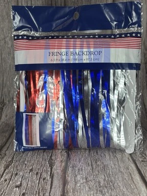 Telón de fondo con flecos rojos, plateados y azules 4 de julio ENVÍO GRATIS Foto 1 de 2