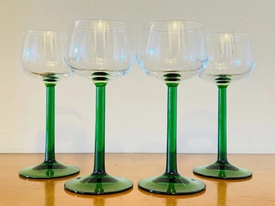 4 copas de vino Cristal D’Arques Durand Luminarc con tallo verde hechas en Francia MCM Foto 1 de 4