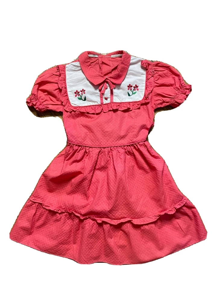 Vestido vintage años 50 bordado yugo Rockabilly bebé niña línea A country western Foto 1 de 4