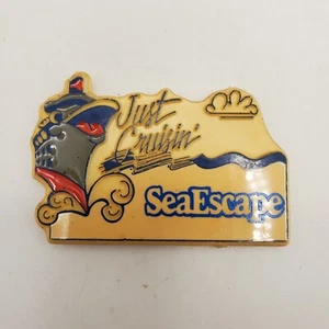 Vintage Just Cruisin SeaEscape Cruise Ship Plastic Fridge Magnet 2.4" x 1.6" - Picture 1 of 2