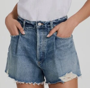 $248 Citizens Of Humanity Women's Blue Franca Pleated Baggy Jean Shorts Size 27 - Picture 1 of 3