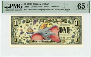 Dólar Disney 2005 $1 (sin código de barras) PMG 65 EPQ (DIS96) - Imagen 1 de 2