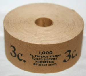 Sello postal de 3 centavos de Estados Unidos 1000 rollo de bobina ficticia de prueba - Imagen 1 de 7