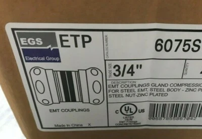 6075S  EGS  3/4" EMT Gland Compression Coupling   QTY of 2 - Imagem 1 de 2