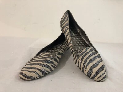 Johnston & Murphy Ballet Flats Shoes Ivory & Silver Animal Print Canvas Size 8M — 第 1/4 张图片