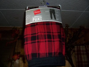 HANES MENS JOGGER PANTS SIZE 2XL RED PLAID WAFFLE KNIT DRAWSTRING RIB CUFF NEW - Picture 1 of 1