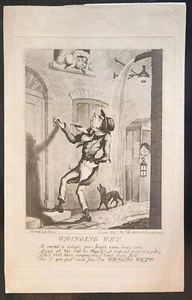 Vintage Feb. 1828 "WRINGING WET" T. JONES Radierung S. W. Tores, Piccadilly London - Bild 1 von 20