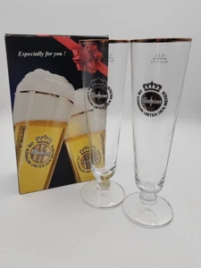Vintage Warsteiner Set-2 Exclusive Tulip Glasses 0.3L Germany Pilsner Beer Bar - Picture 1 of 20