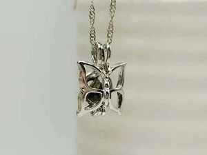 100% Genuine Natural Moldavite Butterfly Locker Necklace Silver Tone - Picture 1 of 9