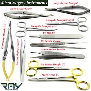 Dental Microsurgery Kit Instruments Micro Scissors Needle Holder Forceps Tweezer - Picture 1 of 13