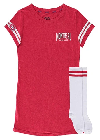 Women's Montreal Canadiens NHL Hockey Night Gown & Knee High Socks 2 Piece Set Cover