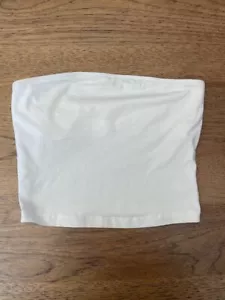 PINK Victoria’s Secret Optic White SMALL Cotton Tube Top Built In Shelf Bra VS - Picture 1 of 2