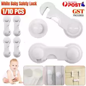 10PCS Child Kids Baby Safety Lock For Door Drawers Cupboards Adhesve - Picture 1 of 13