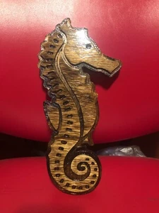 Wood Seahorse Wall Hanging Art Home Decor Engraved Wood 10”x5” (free Shipping) - Picture 1 of 5