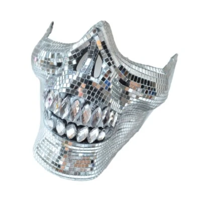 Máscara de calavera discoteca llamativa textura de vidrio para festivales de música y mascaradas Foto 1 de 4