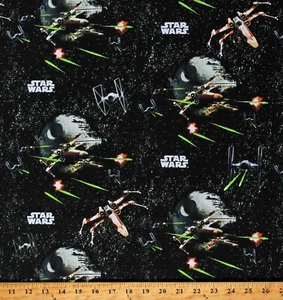 Cotton Star Wars Ships Space Sci Fi Black Fabric Print by the Yard D468.49 - Picture 1 of 1