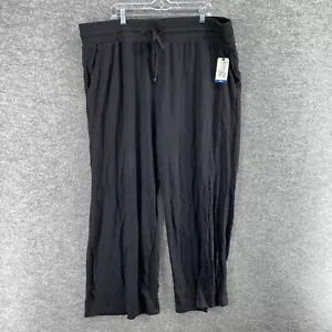 New Terra & Sky Pants Women 3X Plus Black High Rise Drawstring Chino Flat Front - Picture 1 of 10