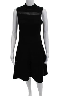 Vestido Suéter Kate Spade Mujer Negro Línea A Sin Mangas Cuello Simulado Talla 4 Foto 1 de 4