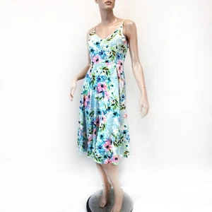Yumi Kim 100% Silk Floral Print Strappy Zipped Summer Midi Dress Small - Picture 1 of 8