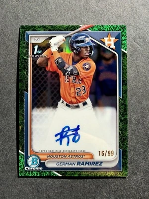 2024 Bowman Chrome Green Grass Refractor /99 1st German Ramirez #CPA-GR Auto - Image 1 of 2