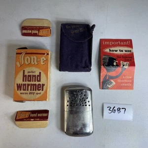 Calentador de manos de bolsillo Jon-e vintage para cazadores pesca en hielo patinadores agricultores 36B7 - Imagen 1 de 14