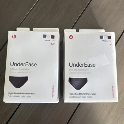 Lululemon UnderEase High-Rise Bikini Underwear 3Pack, NFAL/BONE/GARN, SizeS or M - Image 1 of 4