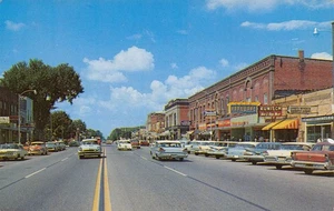 Street Scene Cars Rexall Drug Store Gaylord Michigan 1960c postcard - Picture 1 of 2