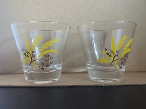 MCM Homer Laughlin Autumn Gold Wheat Tumbler Glasses Whiskey Set of 2 - Picture 1 of 6