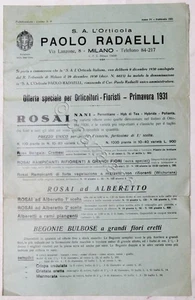 Catalogo listino prezzi - Paolo Radaelli - S. A. L' Orticola - Milano - 1931 - Foto 1 di 2