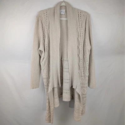 Suéter Cárdigan Plumero Tejido con Cable Beige Tostado OSO CASUALS Y2K Grunge Indie Sleaze Foto 1 de 4