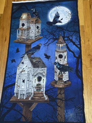 Espeluznante Halloween Castillos y Pájaros Panel de Tela de Algodón Edredón / Coser Foto 1 de 2