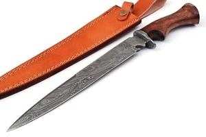 Custom Handmade Damaststahl Jagd Bowie Messer Rosenholzgriff mit Scheide. - Bild 1 von 5