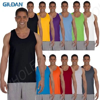 Camiseta sin mangas Gildan para hombre 100 % ultra algodón preencogida 6 oz S-2XL G220 Foto 1 de 2