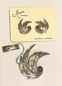 MARCEL BOUCHER Avon Of Belleville Silver Tone Brooch Pin Clip Earring Unused Old - Picture 1 of 10