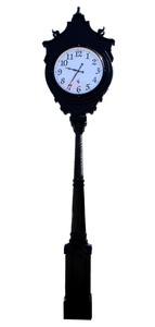 Reproduction Antique Style Iron 11 ft Double Faced Street Post Clock