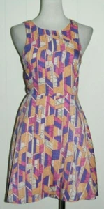 Everly Multicolor Print Scoop Neck Sleeveless Fit N Flare Dress Small XS - Picture 1 of 4