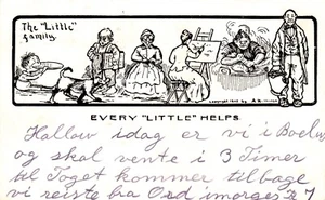Postcard Every Little Helps - The “Little” Family UDB 1909 Early Antique Vintage - Picture 1 of 2