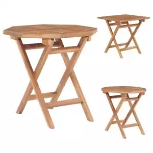 Solid Teak Wood Folding Garden Table Patio Table Furniture Multi Shapes vidaXL - Picture 1 of 23