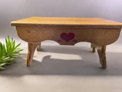 Taburete resistente de roble rural reposapiés asiento de tiempo fuera Foto 1 de 4