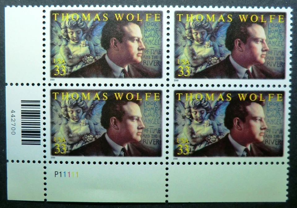 3444 MNH 2000 33c Thomas Wolfe PB Look Homeward Angel OF Time & the River writer - Image 1 of 1