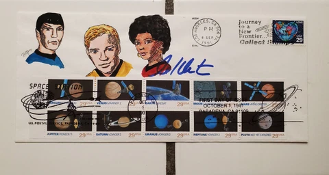 William Shatner signed Illustrated Commemorative Stamp Envelope, COA, Star Trek Cover