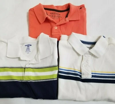 Lote 3 Camisas Polo Niños Talla 7 Lg Sonoma Arizona Jeans Naranja Blanco Azul Rayas Foto 1 de 4