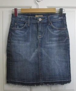 See Thru Soul Fringe Jean Skirt Womens 26 28x17.5 Distressed Stretch 124-31468 - Picture 1 of 5