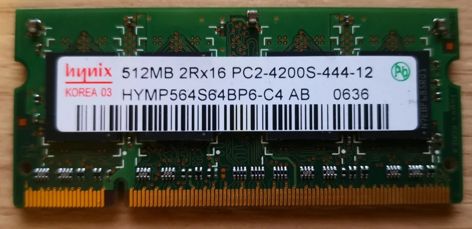 Memoria Ram Hynix HYMP564S64BP6-C4 AB 512MB DDR2 SDRAM PC2-4200 (DDR2-533) - Immagine 1 di 2